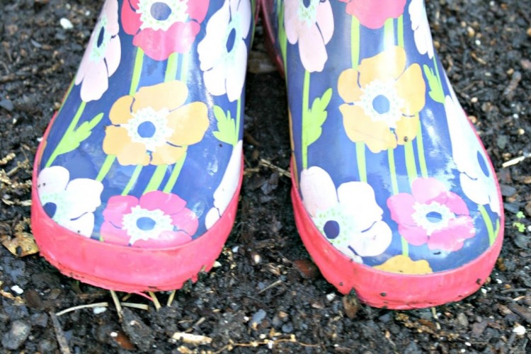 Garden Boots in Soil with First Time Gardening tips