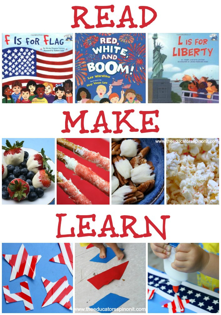 Educational Patriotic Playdate: Read, Make, Learn, and PLAY!!!!! #EDUspin 4th of July, Memorial Day, Patriotic Crafts, Flag Activities, Red-white-blue!
