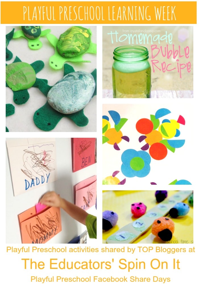 Preschool Activities: painted turtles, homemade bubbles, ladybug math, symmetry stickers and more!