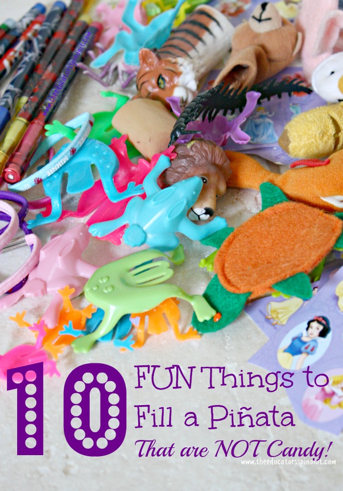 ¡10 cosas divertidas para rellenar una piñata infantil que NO son dulces! Opciones saludables para fiestas infantiles.'s Pinata with That Are NOT Candy! Healthy options for kids parties. 