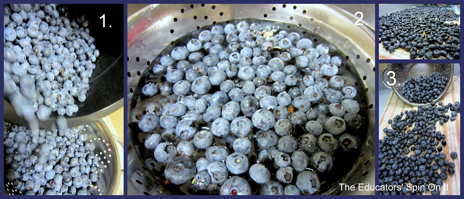 Steps for preparing blueberries to freeze