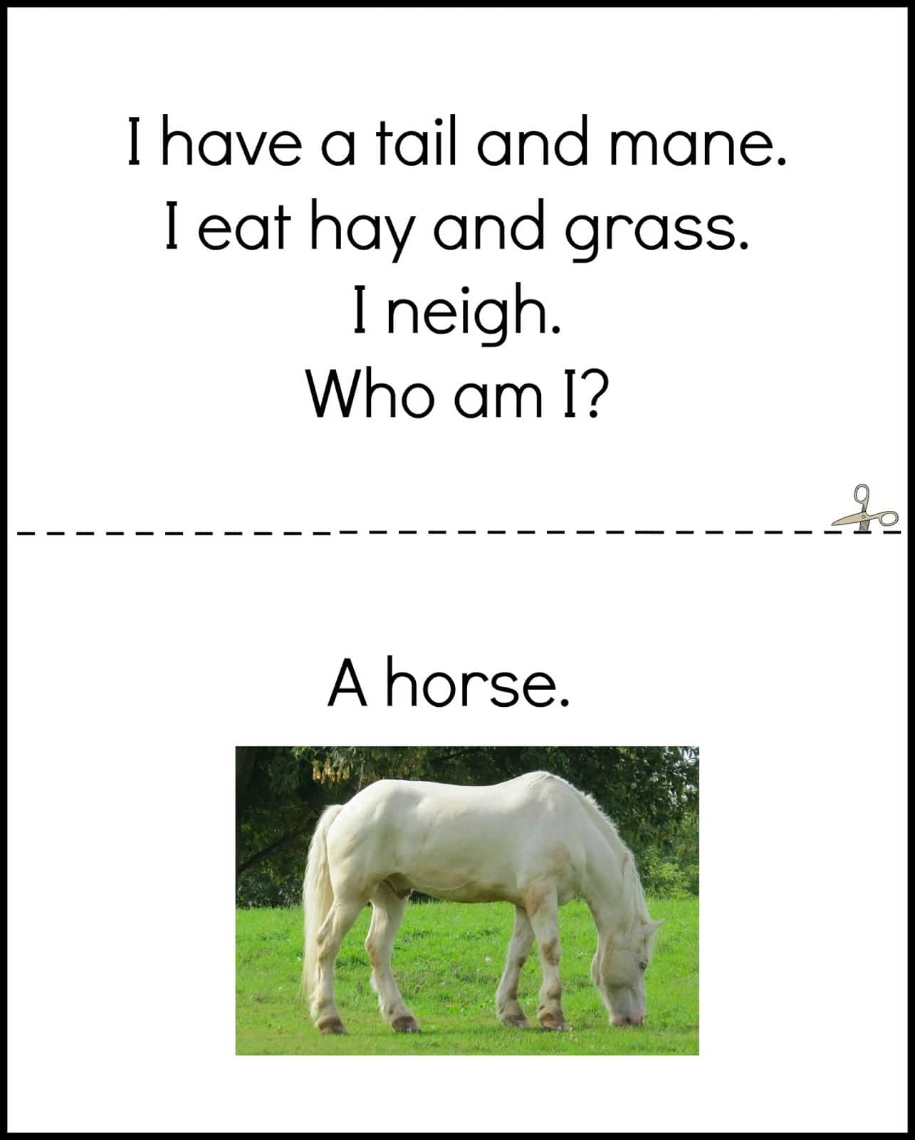 Preschool Early Literacy Farm Book Horse Page