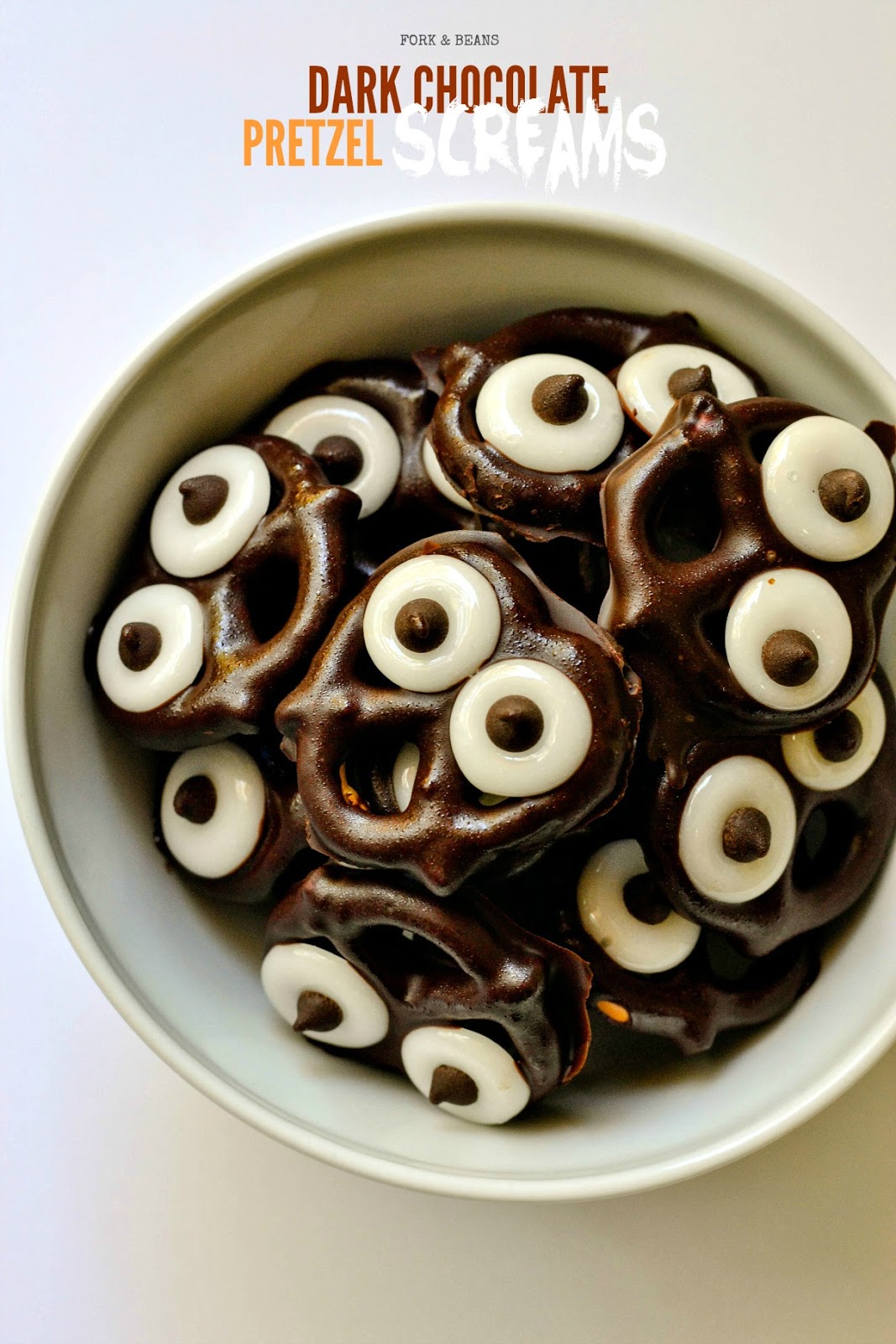 Dark Chocolate Pretzel Screams: FUN Vegan Recipe for Halloween.