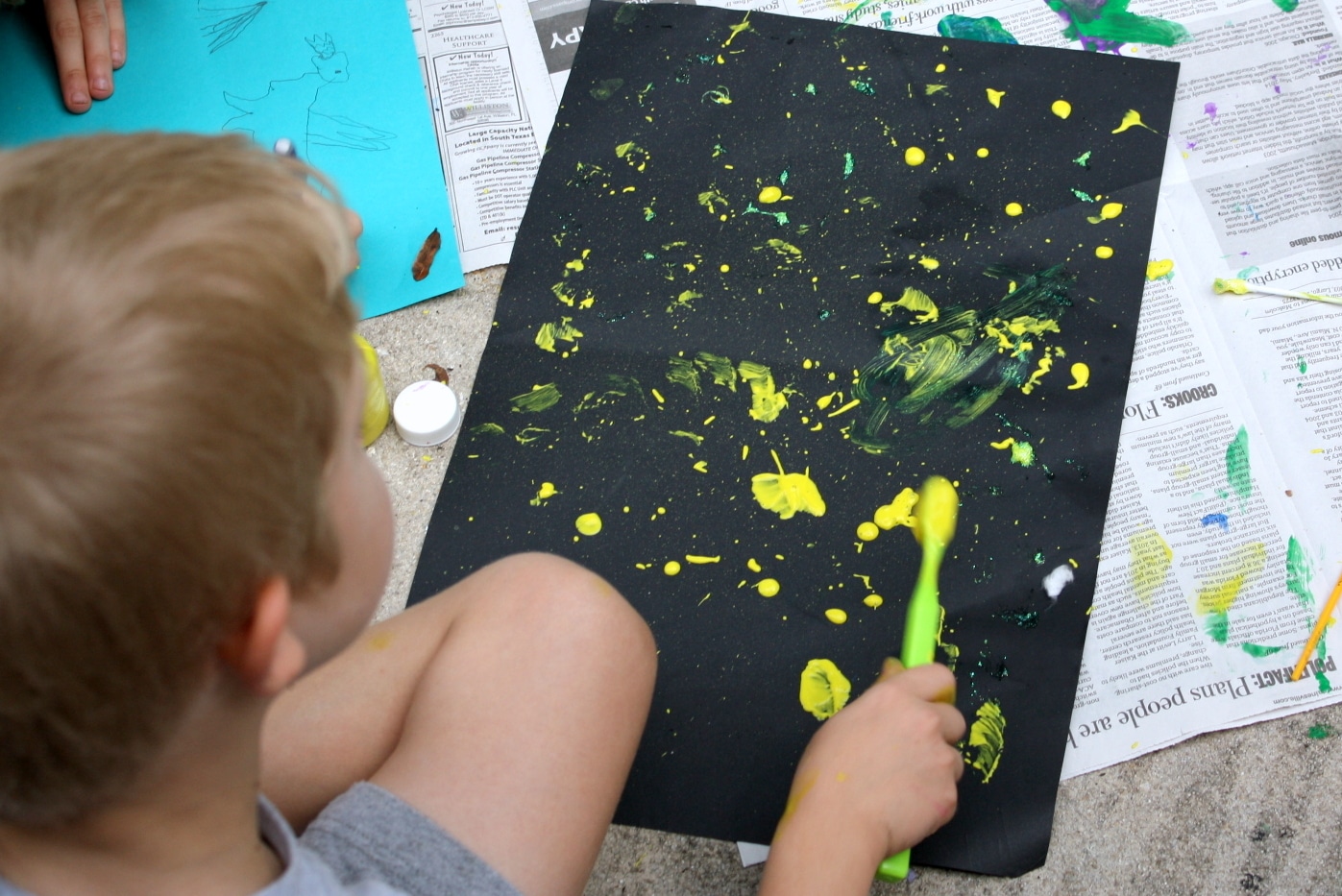 Painting the stars in the nighttime sky