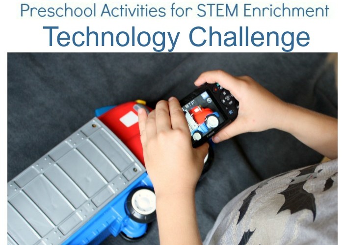 Technology Activity Challenge with cameras for preschoolers