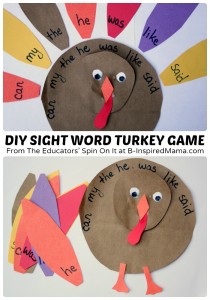 DIY Sight Word Turkey Game for Thanksgiving with Kids 