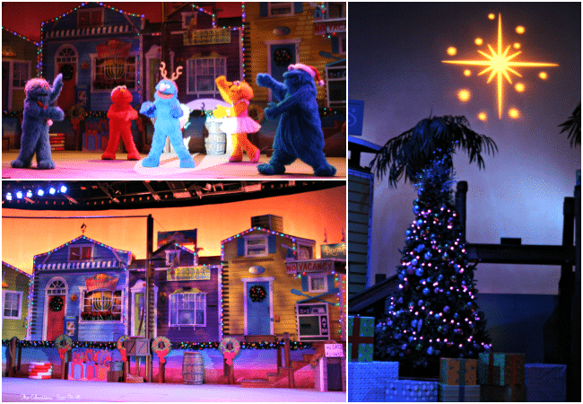 Elmo and Friends at SeaWorld's Christmas Celebration with a family a 4. A must-see experience for the holiday season!