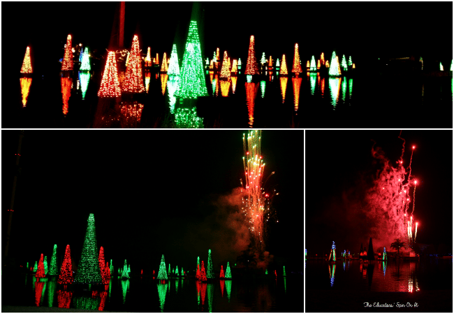 Fireworks and Fountain Show at SeaWorld's Christmas Celebration with a family a 4. A must-do experience for the holiday season!