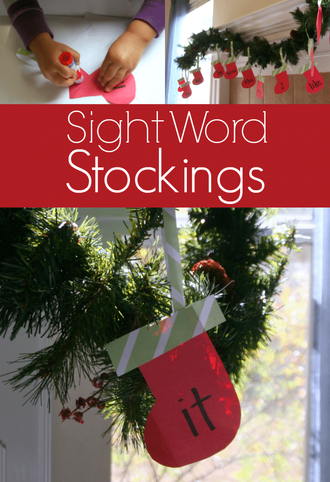 Stocking Sight Word Game for kids 