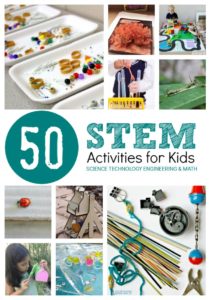 50 STEM Activities for Kids. Explore Science, Technology, Engineering and Math with your child with hands on fun.