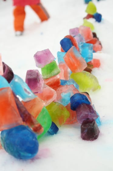 Colored Ice Sculptures for Winter Science Fun 