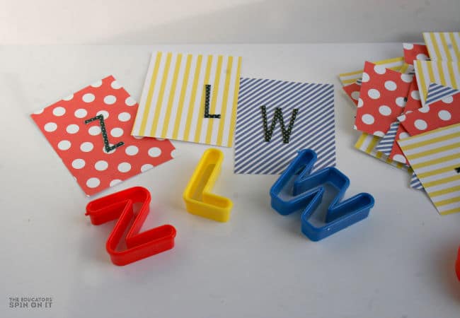 ABC game using Plastic Letters and Letter Stickers for Dr. Seuss Game.