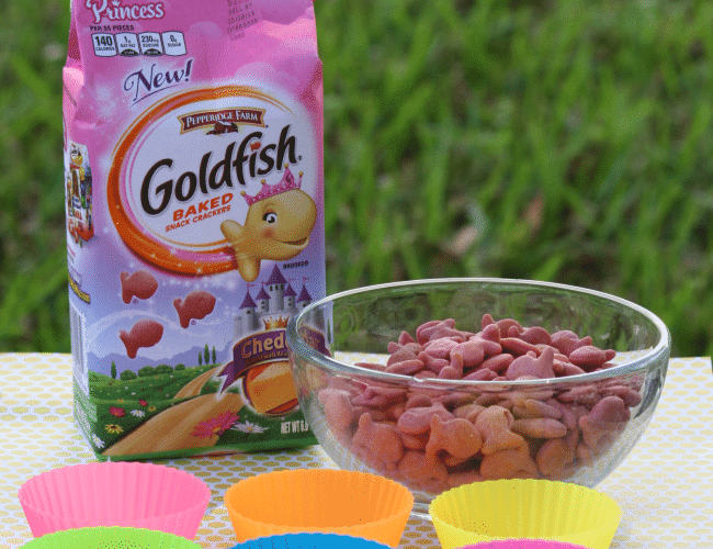 Goldfish counting game for kids with muffin containers