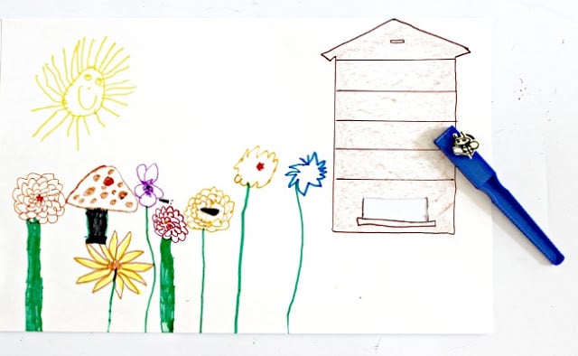 Bee hive and flower garden craft for kids