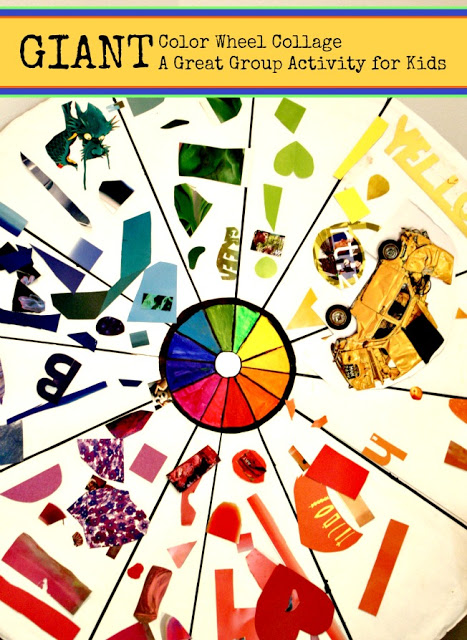 GIANT Color Wheel Collage with craft materials | A Great Sibling Activity