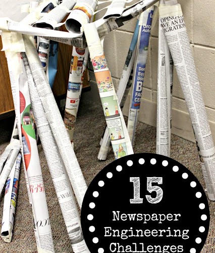 Newspaper structure built with kids