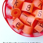 Pool Noodle Alphabet Basket. A fun pool noodle game idea for kids