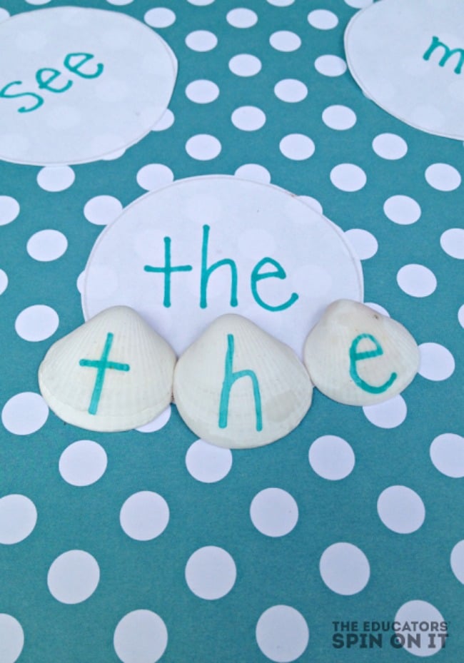 Sight Word Game for Kids with Sea Shells 