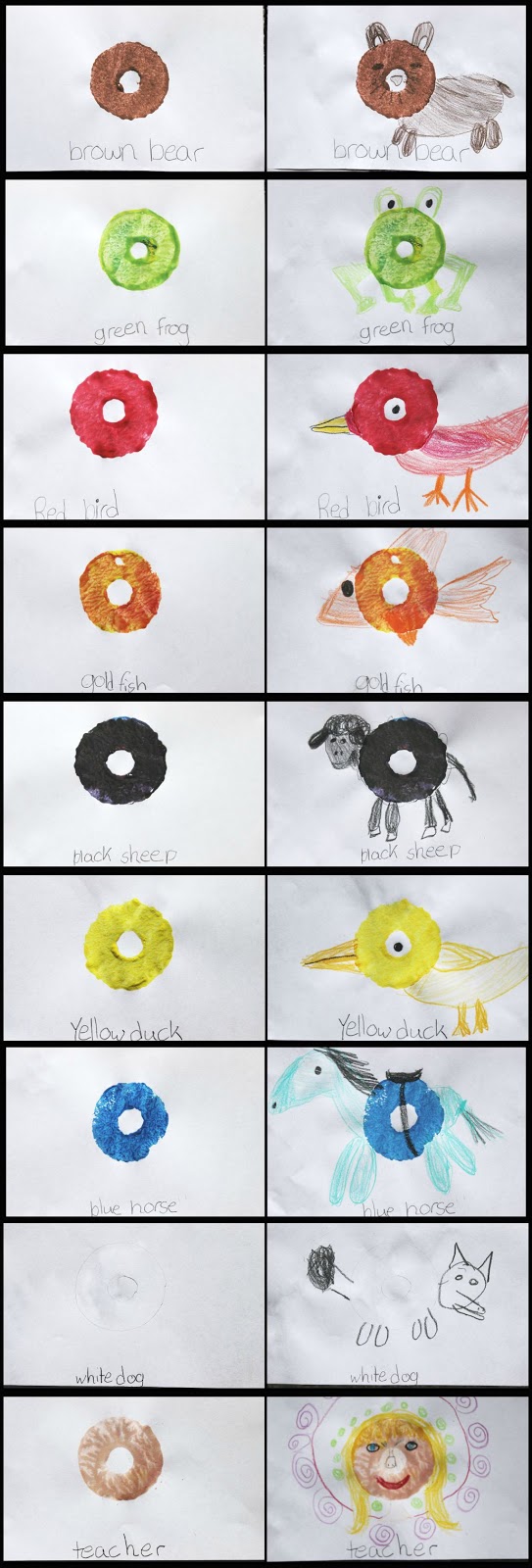Brown Bear Brown Bear  Inspired DIY Pool Noodle Animal Stamping Book, a great reading activity connection for early readers to make and read. 