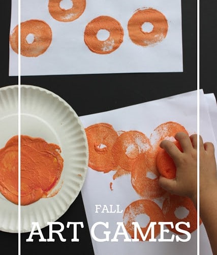 Pumpkin Art Stamping with Pool Noodles