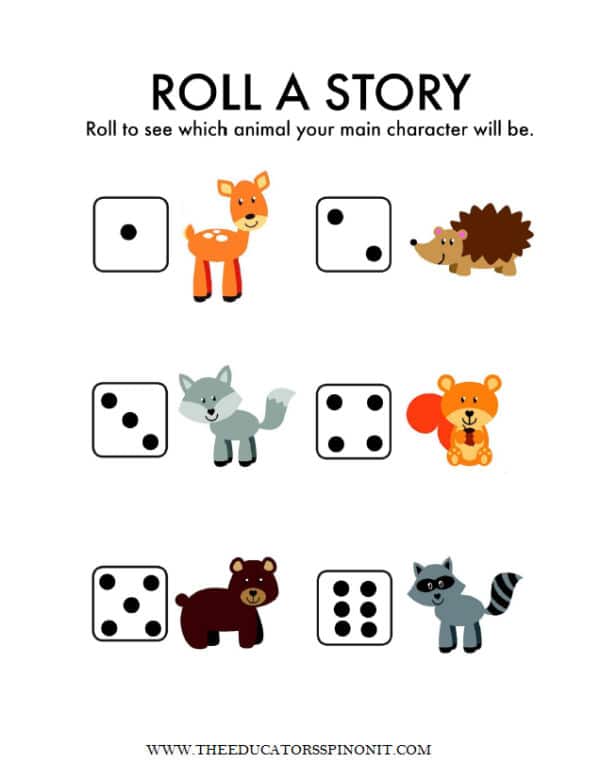 Woodland Animal Themed Roll a Story Printable