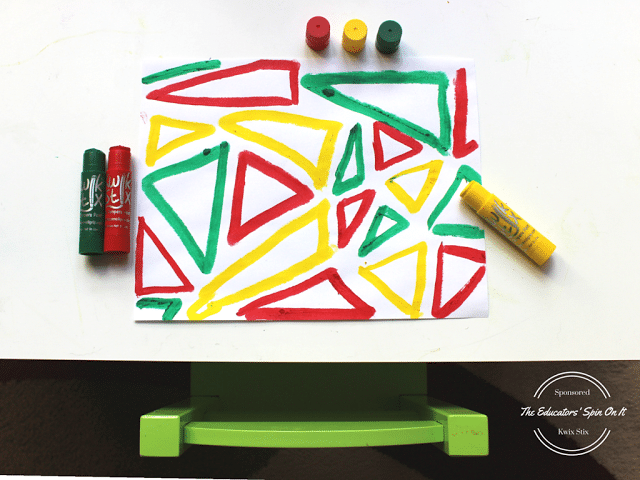 Teach My Child About Triangles: MATH + ART with Kwik Stix. A fun sibling activity for afterschool that reinforces academic content in a playful, creative way!