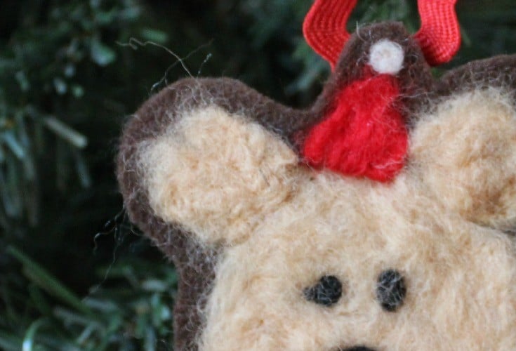 Felted Bear Ornament for Christmas