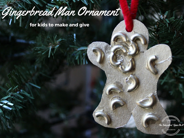 Easy Gingerbread Man Ornament to make with noodles. Great for toddler, preschool, and kindergarten.
