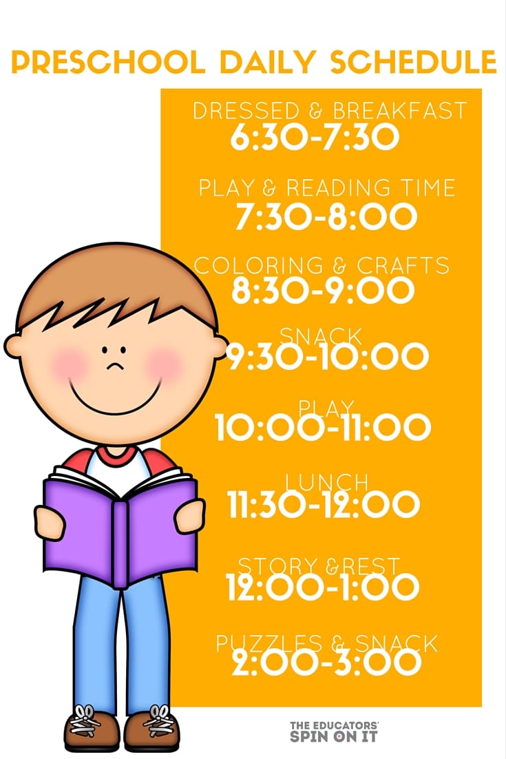 preschool schedule templates daily free