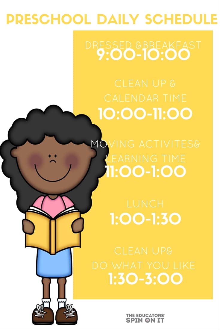 Preschool Daily Schedule for at home learning