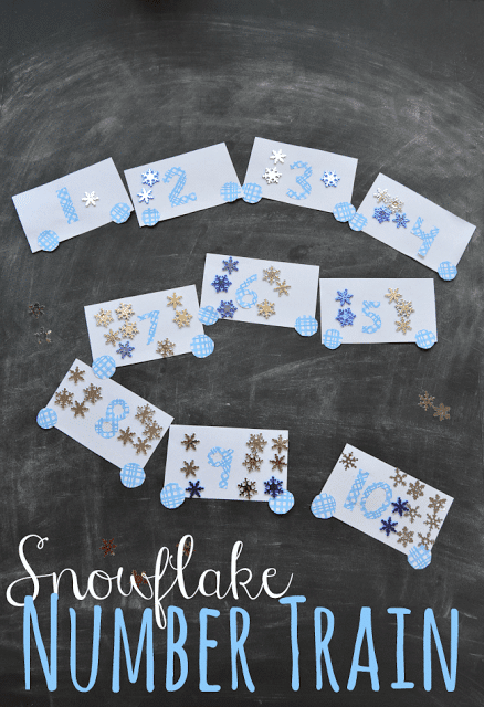 Snowflake Number Train Game for Kids to help word on number recognition and one to one correspondence with your preschooler.