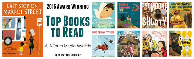 Top Books featured at 2016 Youth Media Awards. Did your favorite make the list? Join the YMA Book Challenge this year with your child at the Educators' Spin On It