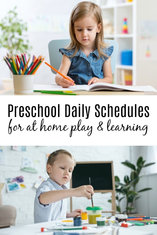 young girl and boy at tables working on preschool activities 