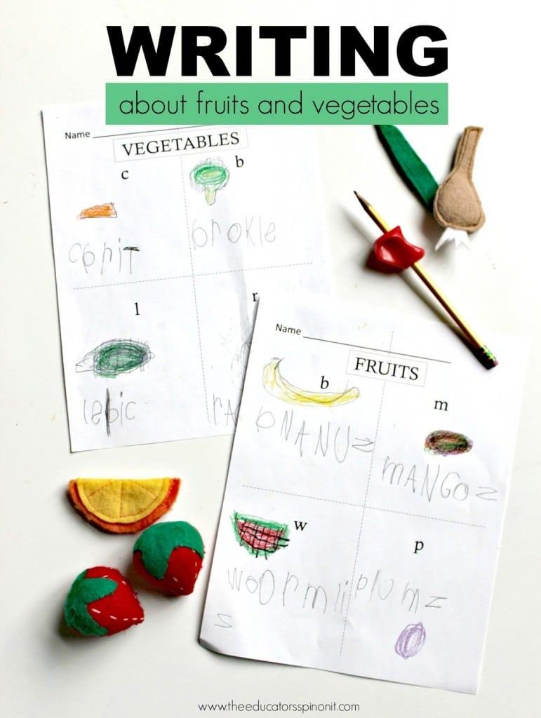 Writing About Fruits and Vegetables with Preschoolers 