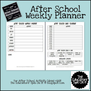 After School Weekly Planner 2