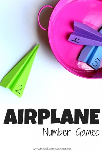 Airplane Number Games for kids to practice recognizing numbers 1-10. Easy to make, fun to play. 3 more game variations included!