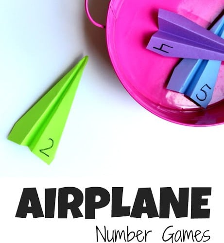 Airplane Number Games for kids to practice recognizing numbers 1-10. Easy to make, fun to play. 3 more game variations included!