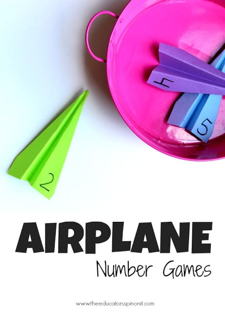 Airplane Number Games for kids to practice recognizing numbers 1-10. Easy to make, fun to play. 3 more game variations included!