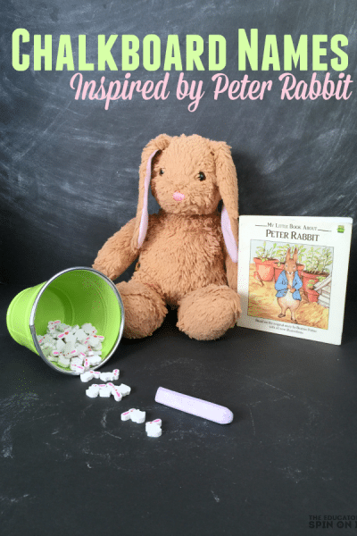 Chalkboard Names for Easter with Kids - The Educators' Spin On It Chalkboard Name Game for Easter inspired by the Tale of Peter Rabbit