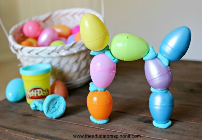 Plastic Egg Tower - open ended engineering for kids.