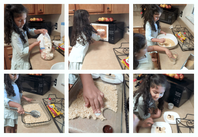 Making Rice Crispy Treats with Kids to create a Teddy Bear Picnic Dessert 