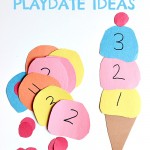 Fun and easy ice cream math playdate ideas for preschool, preK, and kindergarten using supplies you already have in your home or classroom. Counting to 10, recognizing numbers, numerical order