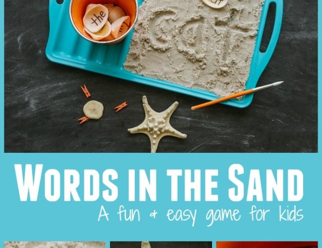 sight words written in sand by copying sight word on seashell