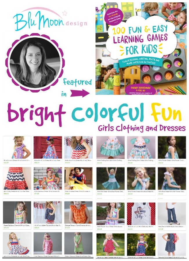 Blue Moon Design: Bright, Colorful, FUN clothing for girls Featured in 100 Fun & EASY Learning Games for Kids