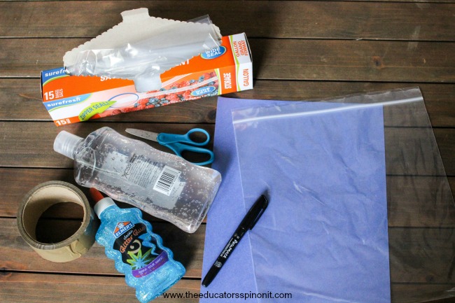 Supplies needed for Finding Sight Words with Dory Sensory Bag