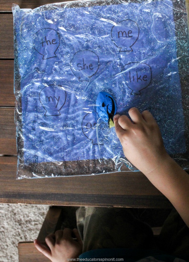 Learn to read sight words with this super cute finding Sight Words with Dory Sensory Bag