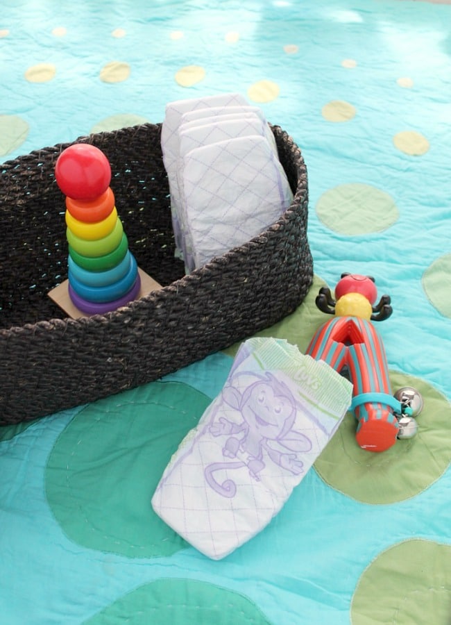 What Diaper and Toys to Keep for Baby in Basket