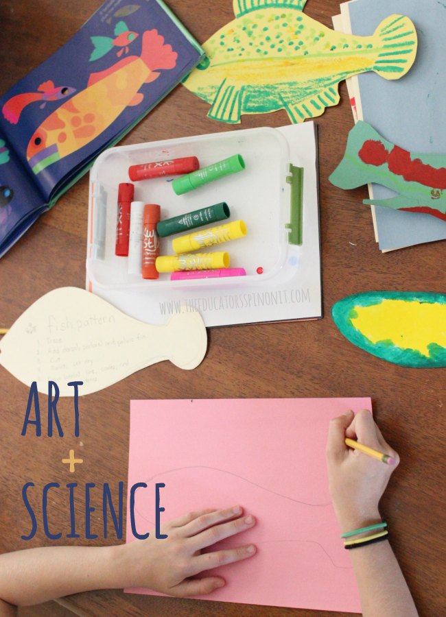 Open Ended Art and Science Fish Project : An easy lesson for kids to learn parts of the fish (like the lateral line and dorsal fin) and get creative with cutting and paint.