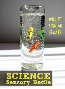 Science Sensory Bottles for exploring density with children 
