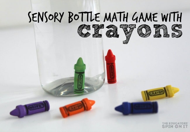 Sensory Bottle Math Game for Kids with Crayons 